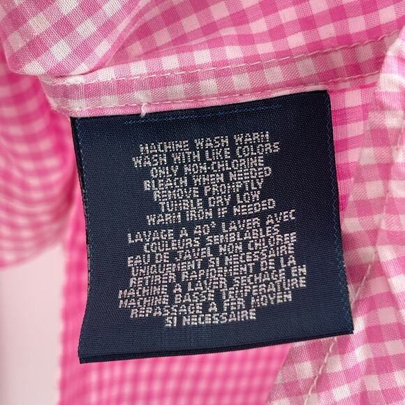 RALPH LAUREN Shirt Size Medium 12/14 Boys Button Down Pink Checks 100% Cotton - Picture 10 of 11